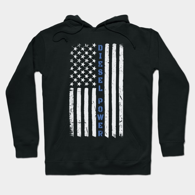 Diesel Power American Flag USA Thin Blue Line Hoodie by almostbrand